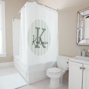 Any Colours Custom Striped Circle Monogram Shower Curtain