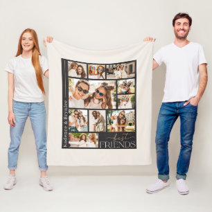 Any Colours Modern 10 Photo Collage Best Friends  Fleece Blanket