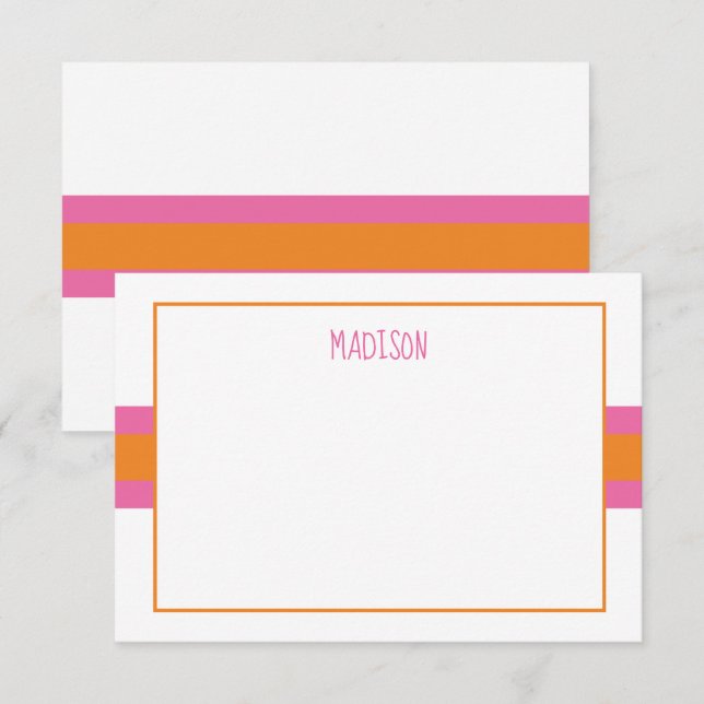 Any Colours Ribbon Stripes Personalised Note Cards (Front/Back)