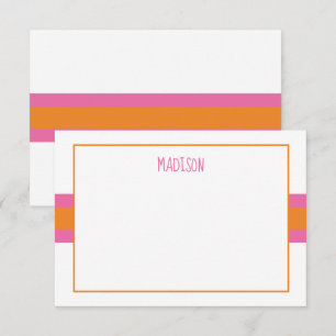 Any Colours Ribbon Stripes Personalised Note Cards