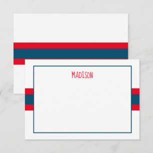 Any Colours Ribbon Stripes Personalised Note Cards