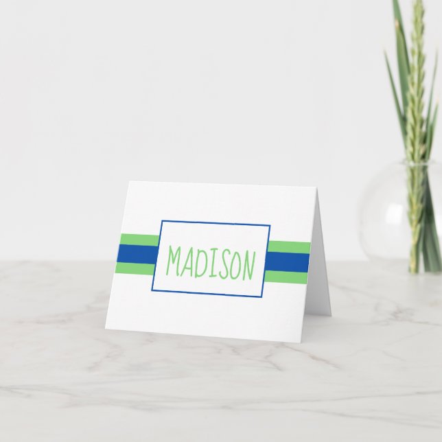 Any Colours Ribbon Stripes Personalised Note Cards (Front)