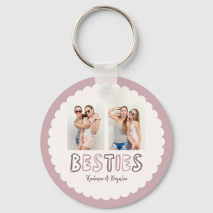 Any Colours Scalloped Custom 2 Photo Besties Key Ring