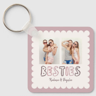 Any Colours Scalloped Custom 2 Photo Besties Key Ring