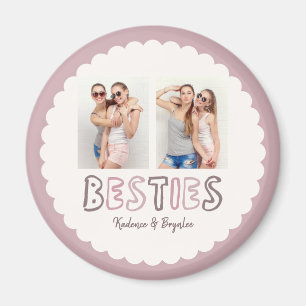 Any Colours Scalloped Custom 2 Photo Besties Magnet