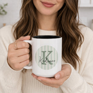Any Colours Striped Circle Custom Monogram Two-Tone Coffee Mug