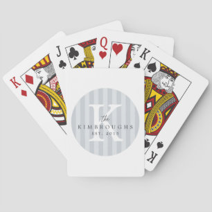 Any Colours Striped Circle Family Monogram Playing Cards