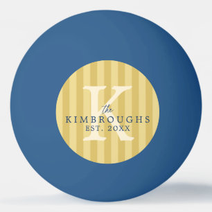 Any Colours Yellow Blue Striped Family Monogram Ping Pong Ball