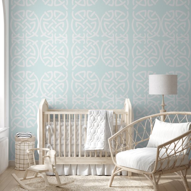 Any Custom Colour Blue Pastel Celtic Knot Pattern Wallpaper (Kids)