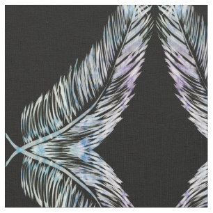 Any Custom Colour Pastel on Black Feather Pattern Fabric