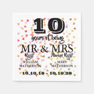 Any Date Wedding Anniversary Mr Mrs Right Napkin