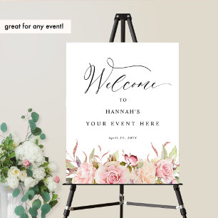 Any Event, Blush, Pink and Rose Gold Welcome Sign
