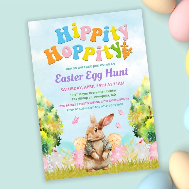 Any Event - Bunny Birthday Baby Shower Easter Egg  Invitation (Creator Uploaded)