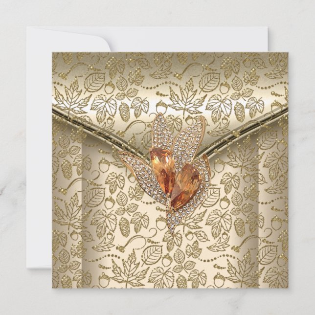 Any Event Elegant Damask Caramel Cream Beige Gold Invitation (Front)