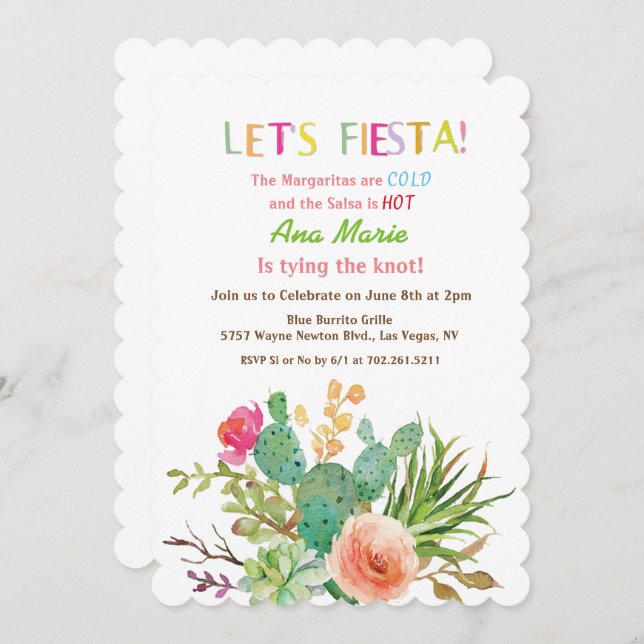 ANY EVENT - Fiesta Floral Cactus Invitation (Front/Back)