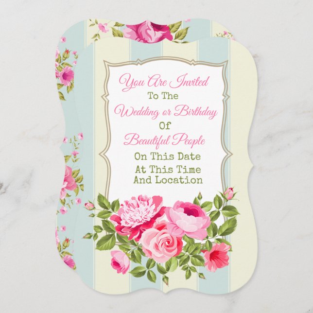 Any Event Floral Invitation (Front/Back)