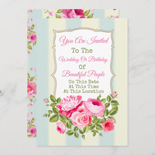 Any Event Floral Invitation (Front/Back)