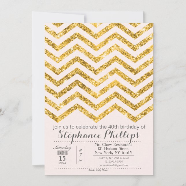 ANY EVENT - Gold Blush Glitter Invitation (Front)