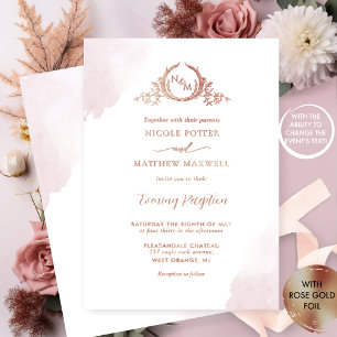 Any Event, Gold Foil Elegant Dusty Rose Monogram