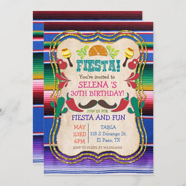 ANY EVENT - Mexican Fiesta Party Invitation (Front/Back)