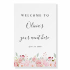Any Event Pink Blush Rose Gold Floral Welcome Sign