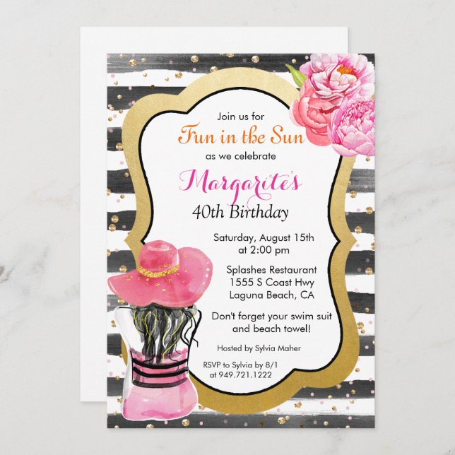 ANY EVENT - Watercolor Stripe Beach Invitation (Front/Back)