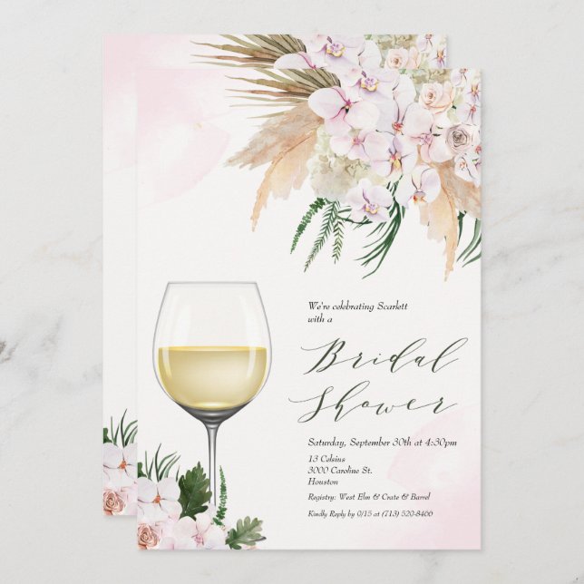 ANY EVENT - Wine Glass Floral Invitation (Front/Back)