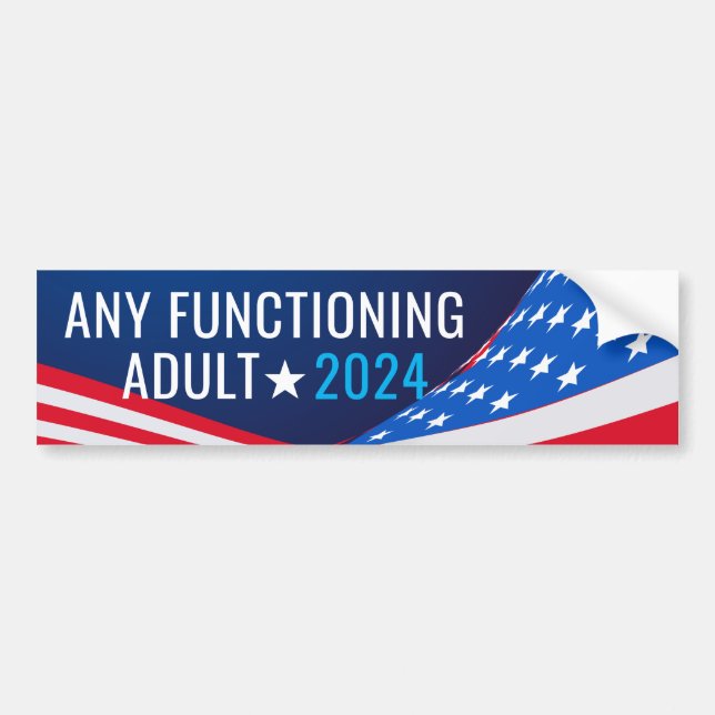 Any Functioning Adult 2024 Campaign Bumper Sticker (Front)