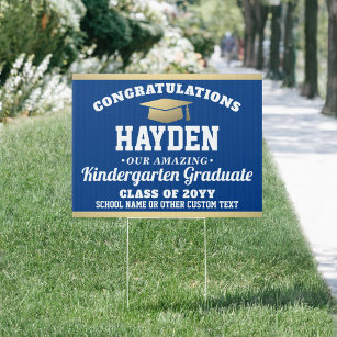 ANY Grade Graduation Royal Blue, Gold & White Yard Garden Sign