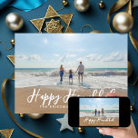 Any Greeting Custom Colour Backer Hanukkah Photo Holiday Card<br><div class="desc">Customise the greeting on the front,  name,  and message eon the back along with your photo.</div>