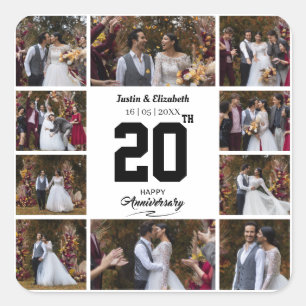 Any Happy Anniversary 10 Photo Collage Square Sticker