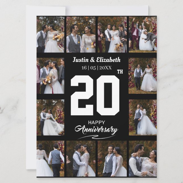 Any Happy Anniversary 12 Photo Collage Card (Front)