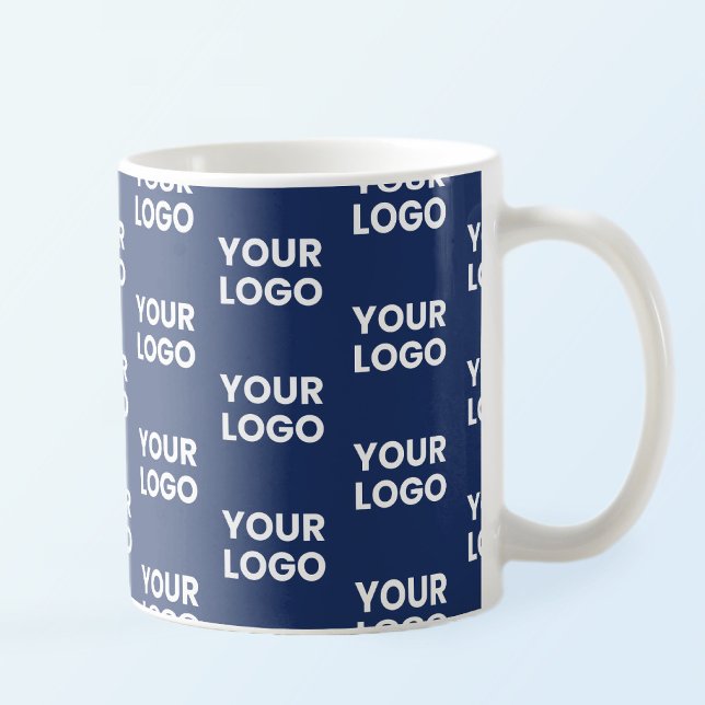 Any Image or Business Logo Editable Dark Navy Blue Coffee Mug (Creator Uploaded)