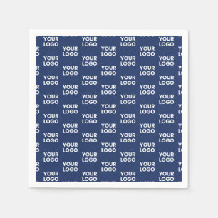 Any Image or Business Logo Editable Dark Navy Blue Napkin