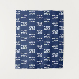 Any Image or Business Logo Editable Dark Navy Blue Tapestry