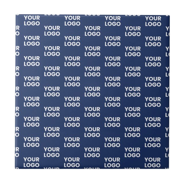 Any Image or Business Logo Editable Dark Navy Blue Tile (Front)