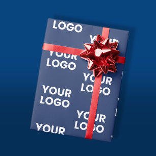 Any Image or Business Logo Editable Dark Navy Blue Wrapping Paper