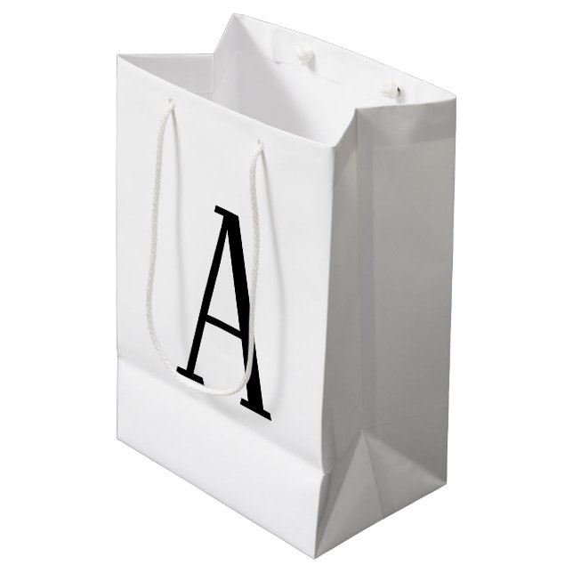 Any Letter | Black & White or DIY Colours  Medium Gift Bag (Front Angled)