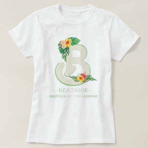 Any Letter Monogram Tropical Flowers Plam Leaves T-Shirt