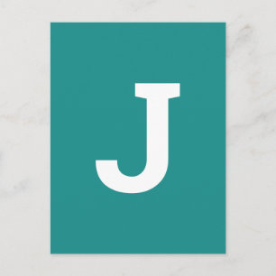 Any Letter Teal Green Modern Alphabet Initial Postcard