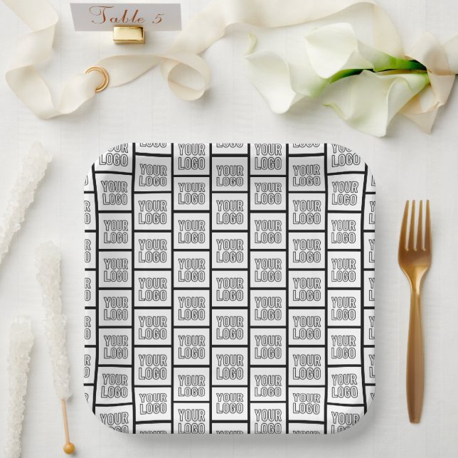Any Logo or Image Repeating Pattern Paper Plate (Wedding)