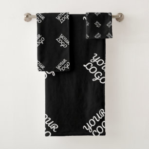Any Logo or Uploaded Image Scattered Pattern Bath Towel Set