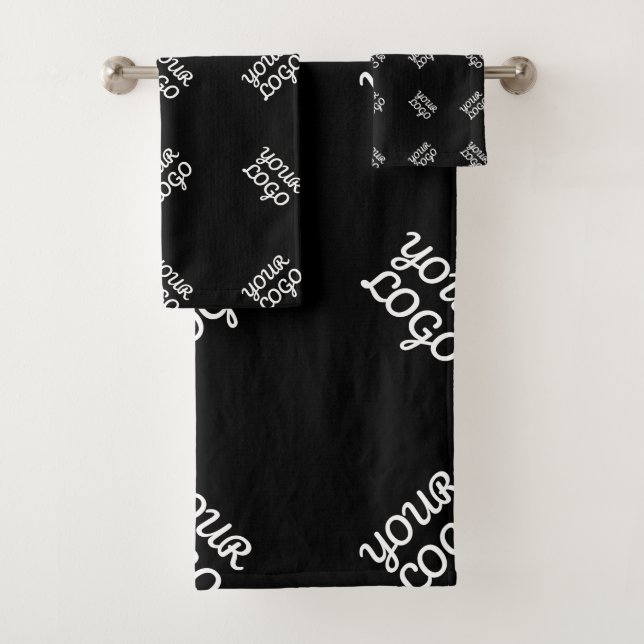 Any Logo or Uploaded Image | Scattered Pattern  Bath Towel Set (Insitu)