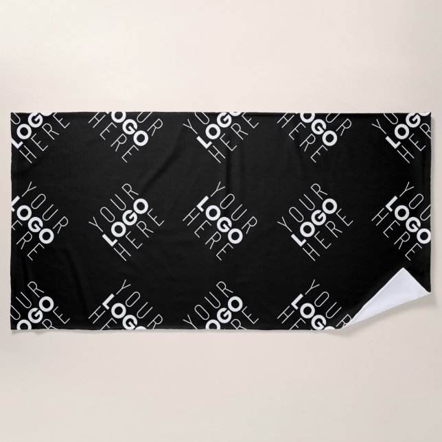 Any Logo or Uploaded Image | Scattered Pattern  Beach Towel (Front)