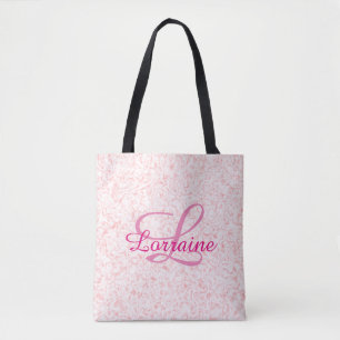 Any Monogram Pink Speckle & Swirl Tote Bag