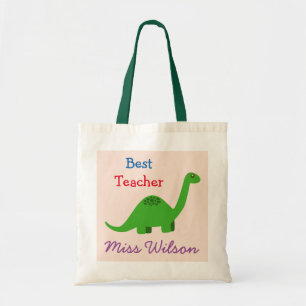 (Any name) Best Teacher Dinosaur Tote Bag
