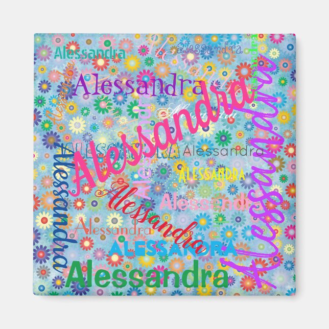 Any Name Collage with Flowers Magnet (Front)