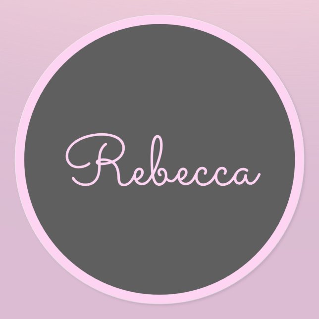 Any Name | Cool Editable Pink Script & Border Classic Round Sticker (Creator Uploaded)