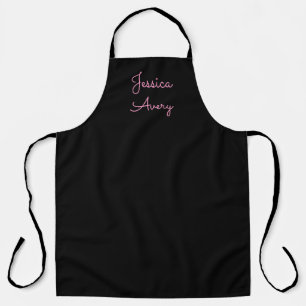 Any Name   Cool Editable Pink Script on Black Apron
