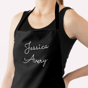Any Name   Cool Editable White Script on Black Apron